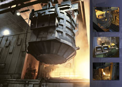 Nowoczesna stalownia: 80-tonowy piec elektryczny, VD,piecokad, urzdzenie do cigego odlewania stali (COS)