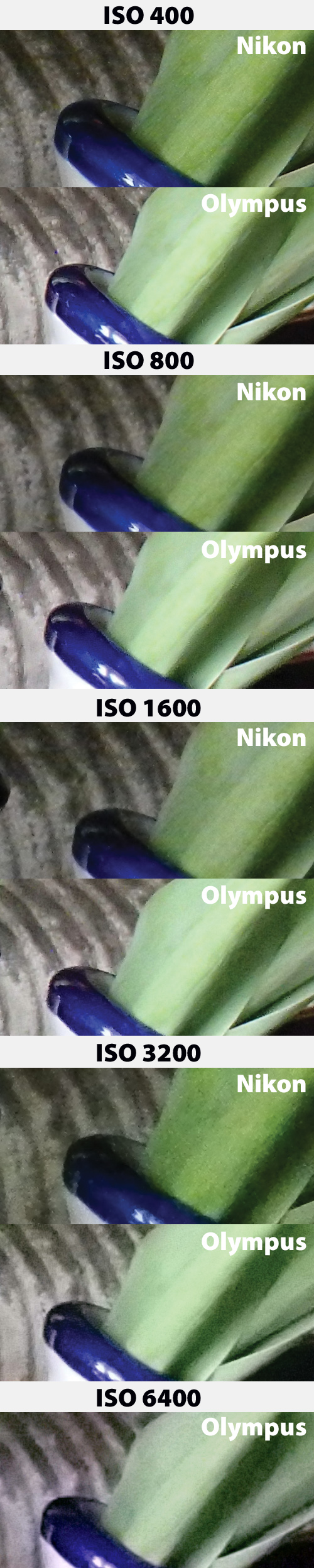 Do wartoci ISO 800 moemy fotografowa obydwoma aparatami bezstresowo. Potem nastpuje rozmycie obrazu, ale nie ma jakociowego dramatu przy wyszych czuociach.