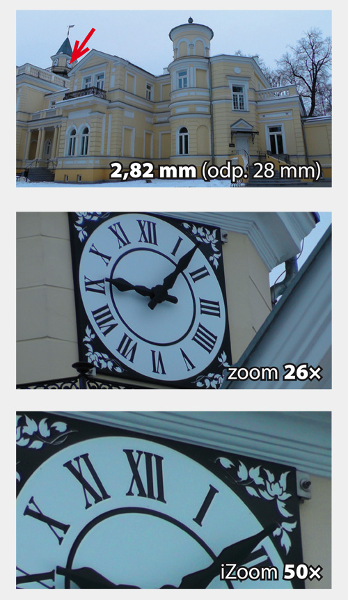 W trybie fotograficznym mamy do dyspozycji 26-krotny zoom optyczny. Z funkcji iZoom zrobimy uytek tylko w trybie filmowania.