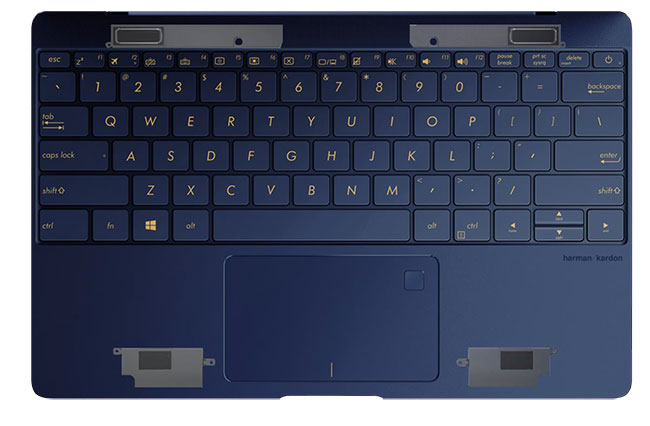 Duży touchpad ZenBook 3 posiada opcjonalny czytnik linii papilarnych, umieszczony w prawym górnym rogu