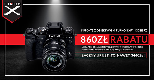 Rabatu 860 zł na obiektyw kupując Fujifilm X-T3 – promocja łączy się z cashbackiem!