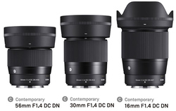 Trzy nowe Sigmy zserii Contemporary: 16 mm f/1,4 DC DN; 30 mm f/1,4 DC DN; 56 mm f/1,4 DC DN