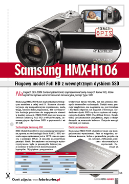 Samsung HMX-H106 Flagowy model Full HD z wewntrznym dyskiem SSD