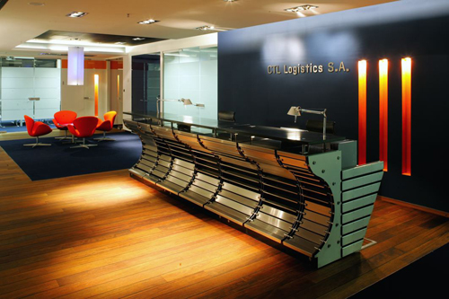 Biura CTL Logistics w budynku Focus w Warszawie. Klient: Pracownia Architektury „Paul Rene”. Canon EOS-1D Mark II, Canon EF 16-35 mm f/2,8L USM.