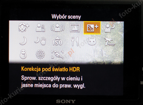 Sony HX9V „dysponuje” moliwoci ustawienia trybu sceny na „Korekcja pod wiato HDR”. Tryb ten sprawdza si bardzo dobrze podczas fotografowania pod wiato.