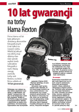 10 lat gwarancji na torby Hama Rexton
