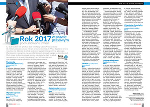 Rok 2017 w prawie prasowym - podsumowanie zmian