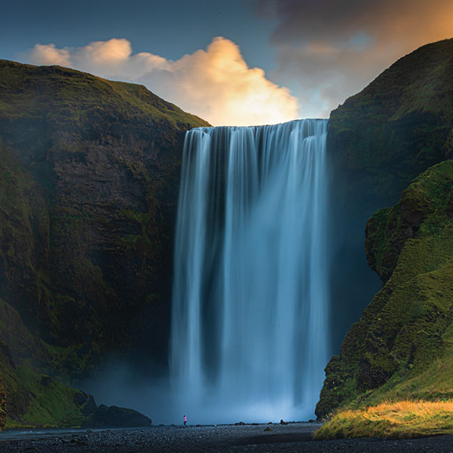 Wodospad Skogafoss, Irlandia. Canon EOS 5D Mark IV + 70–200 mm f/2,8 IS USM II