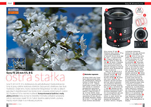 Sony FE 20 mm f/1,8 G - ostra staka