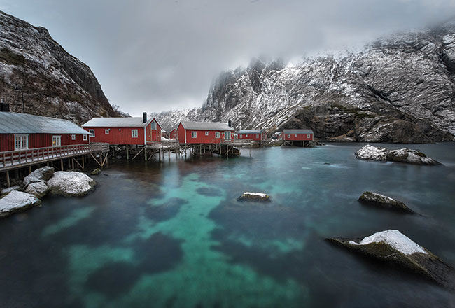 Nusfjord. Maa rybacka miejscowo na Lofotach