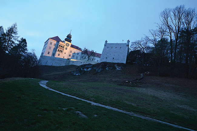 Zamek na skale, niebieska godzina, ISO 6400 w poczeniu z optyk Nikkora Z 14–24 mm f/2,8 S moe by wykorzystywane z powodzeniem do zdj krajobrazu. Nikon Z 6II + Z 14–24 mm f/2,8 S; par. eksp.: 1/40 s; ISO 6400; f/3,5; f=24 mm; fot. K. Patrycy