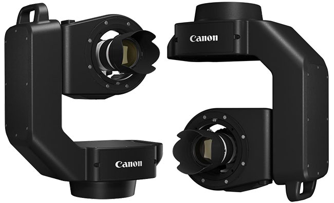 Robotic Camera System CR-S700R może być zainstalowany w pionie (po lewej) lub podwieszony (po prawej)
