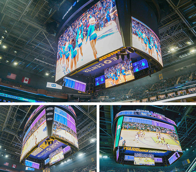 Ekran LED o powierzchni dwóch boisk zawis nad gowami koszykarzy NBA