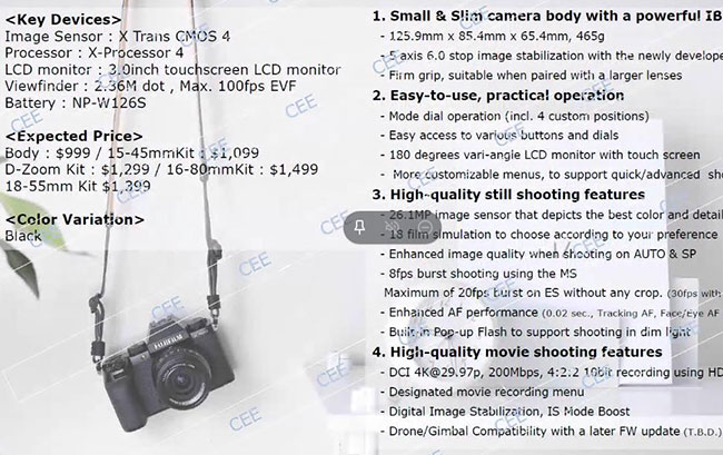 Fujifilm X-S10 - nowy bezlusterkowiec z 6-stopniow stabilizacj obrazu