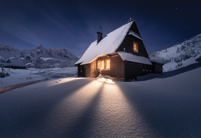 Nocny widok na Betlejemk, Tatry.