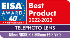 Nikkor Z 800 mm EISA AWARDS 2022-2023