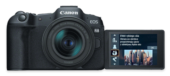 Ekran Canon EOS R8 i odchylany ekran