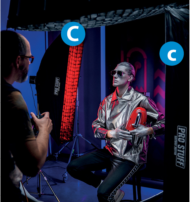 softboxach FLEX 30 &times; 140 cm z gridami 