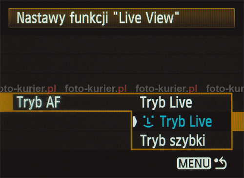 Tryb Live opiera się na detekcji kontrastu, tryb szybki to chwilowe opuszczenie lustra i pomiar tradycyjny. Tryb Live opiera się na detekcji kontrastu, tryb szybki to chwilowe opuszczenie lustra i pomiar tradycyjny.