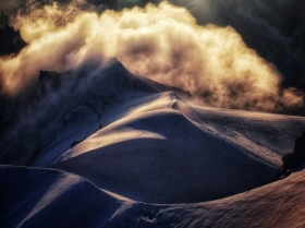 Poranek na Aiguille du Midi